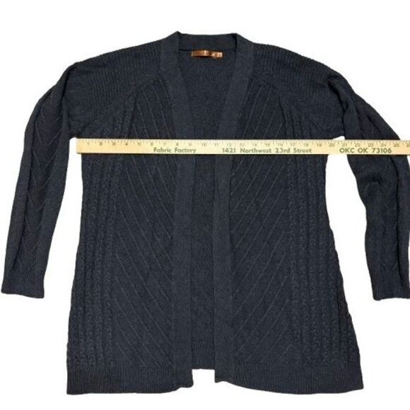 Belle by Belldini Women's Cardigan Sweater Sz L Charcoal Gray Knit Open Front - Picture 9 of 12